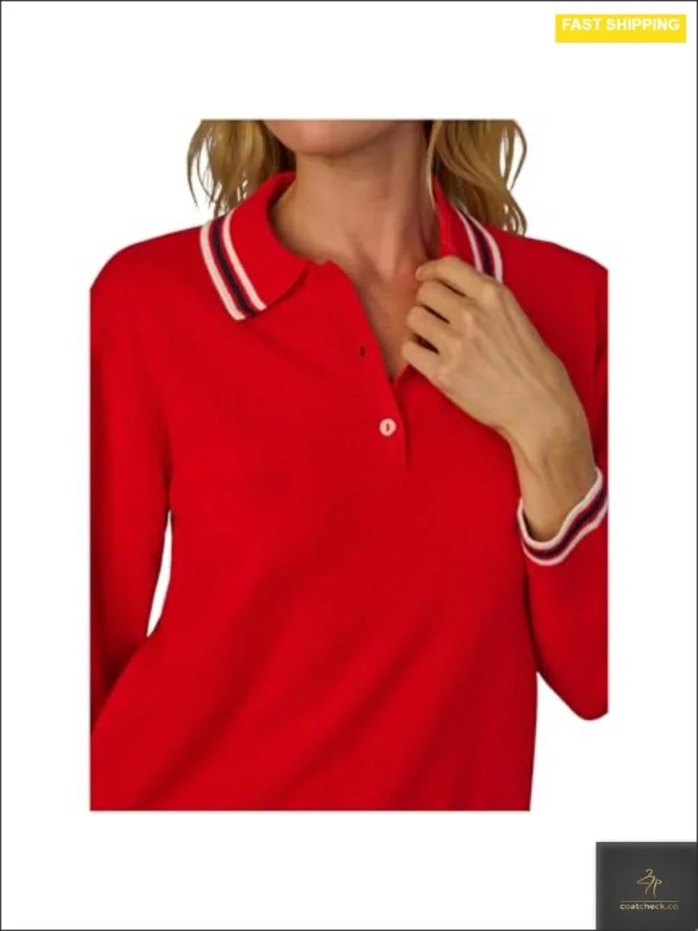 Women's Cashmere Long Sleeve Polo Sweater, Lightweight Stretch Knit